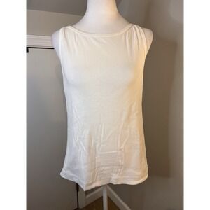 Three Dots White Sleeveless Tank Top XL
